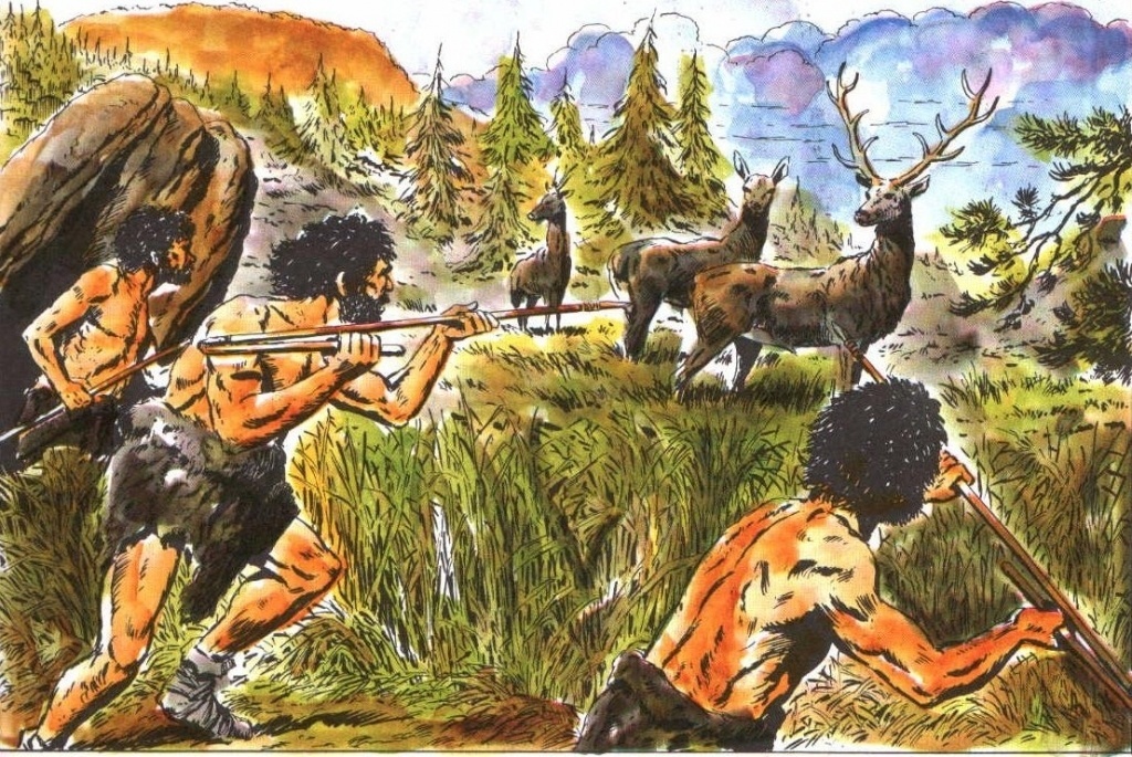 hombre primitivo cazando